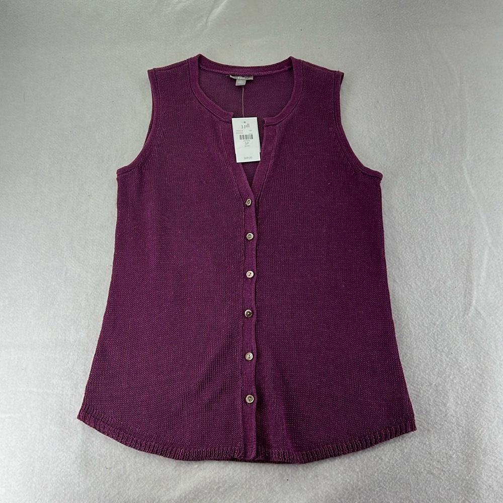 NWT J Jill Aster Sleeveless Sweater Button Up Tank Vest Purple