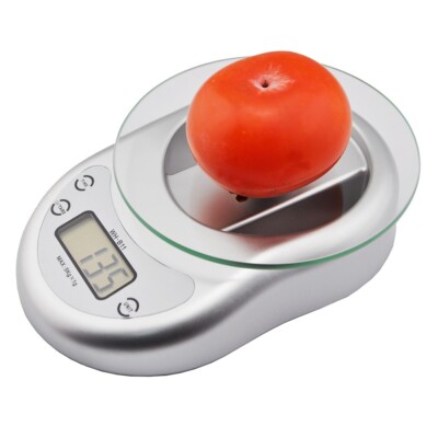 5KG 1g Digital Electronic LCD Kitchen Food Diet Postal Scale Clock Timer Silver