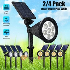 US 2/4 Pack 7LED Solar Spotlights Landscape Lights Outdoor Garden Pathway Lamps