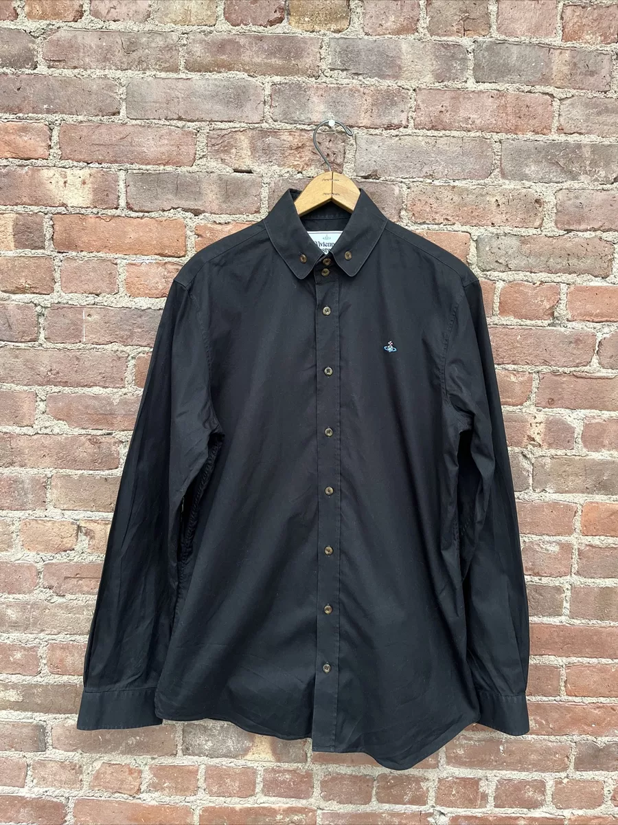 Vivienne Westwood Mens Shirt, Size 52 Slim, Black 100% Cotton Logo