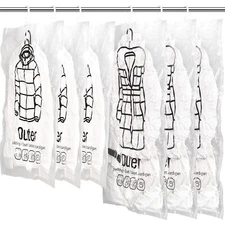 6pack Hanging Vacuum Storage Bag Reusable Space Saver Compressed Bag With Hanger