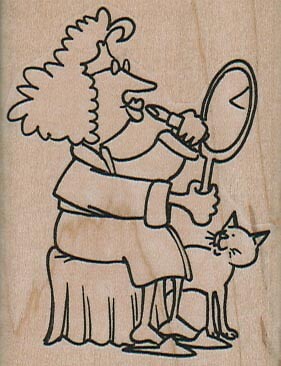 Lady Applying Lipstick 2 x 2 1/2'' Rubber Stamp, Woman Stamp, Lady Stamp