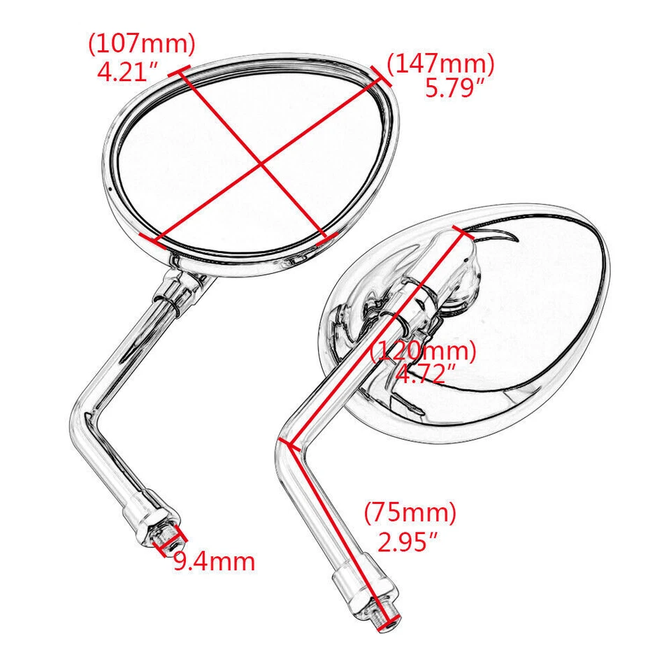 Par de espejos retrovisores cromados para motocicleta Indian 2017-2018 Roadmaster Classic Foto 2 de 4