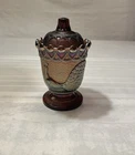 VTG Westmoreland Amethyst Carnival Glass Strutting Peacock Sugar Bowl w Lid