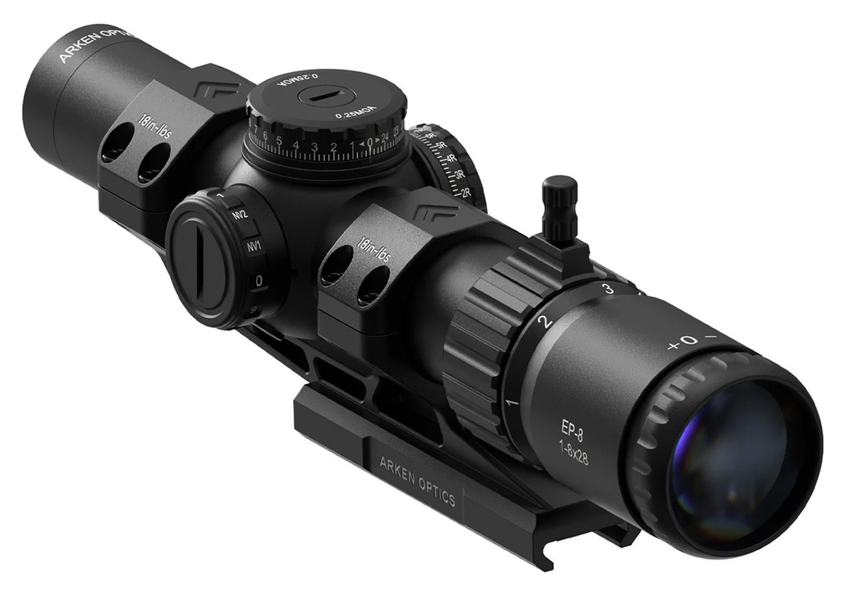 Arken Optics EP-8 1-8x28 LPVO FFP MOA KLBOX 34mm Tube with 0 MOA