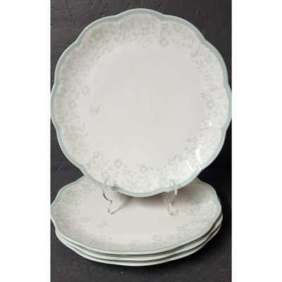 4 Lenox Butterfly Meadow Cottage Scalloped Dinner Plates 10.75 in
