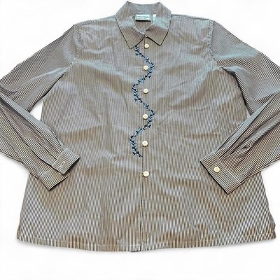 0130 Vintage Napa Valley striped button up blouse