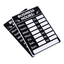 Business Hour Sign, 2pcs PVC Operation Hour Sticker Door Decor, Black