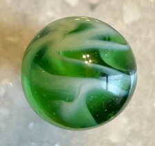 Vintage Christensen Agate Swirl Marble Translucent Emerald Green NM