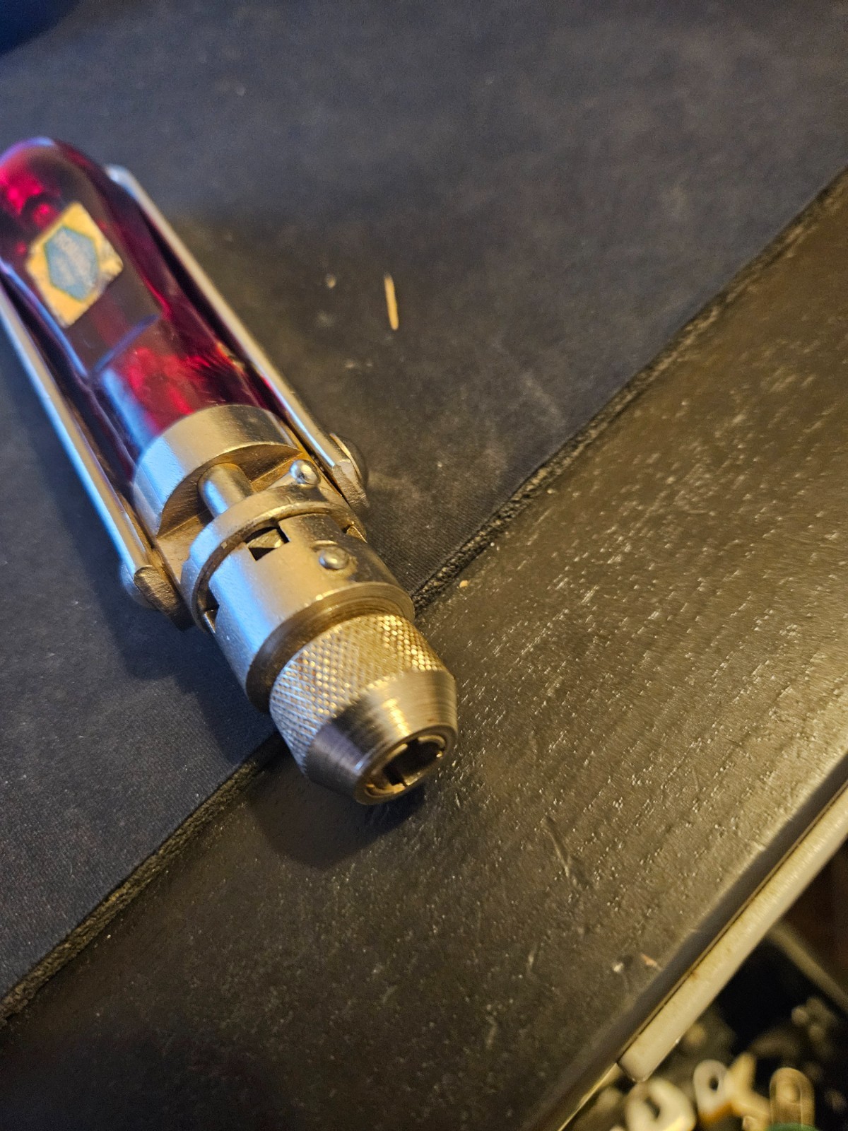 Vintage Weltrecord Ratcheting Flat Screwdriver West Germany Red Bakelite Handle