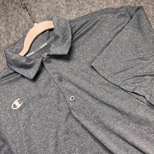 Champion Vapor Performance Polo Shirt Mens Medium Gray Heather Short Sleeve CV60