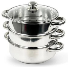 Stainless Steel Steamer Pot 3 Tier Food Steamer for Cooking, Metal Steam Cooker