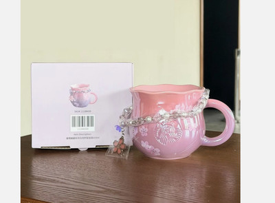 2026 Starbucks China Twilight Sakura Series 14oz Mug with chain Ceramic Cup