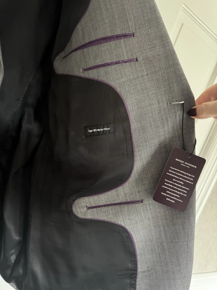 Brook Taverner Men's Grey Suit 50R W44R/31.5. BNWT. 100% Wool. 2 Piece Suit. - Image 4 of 4