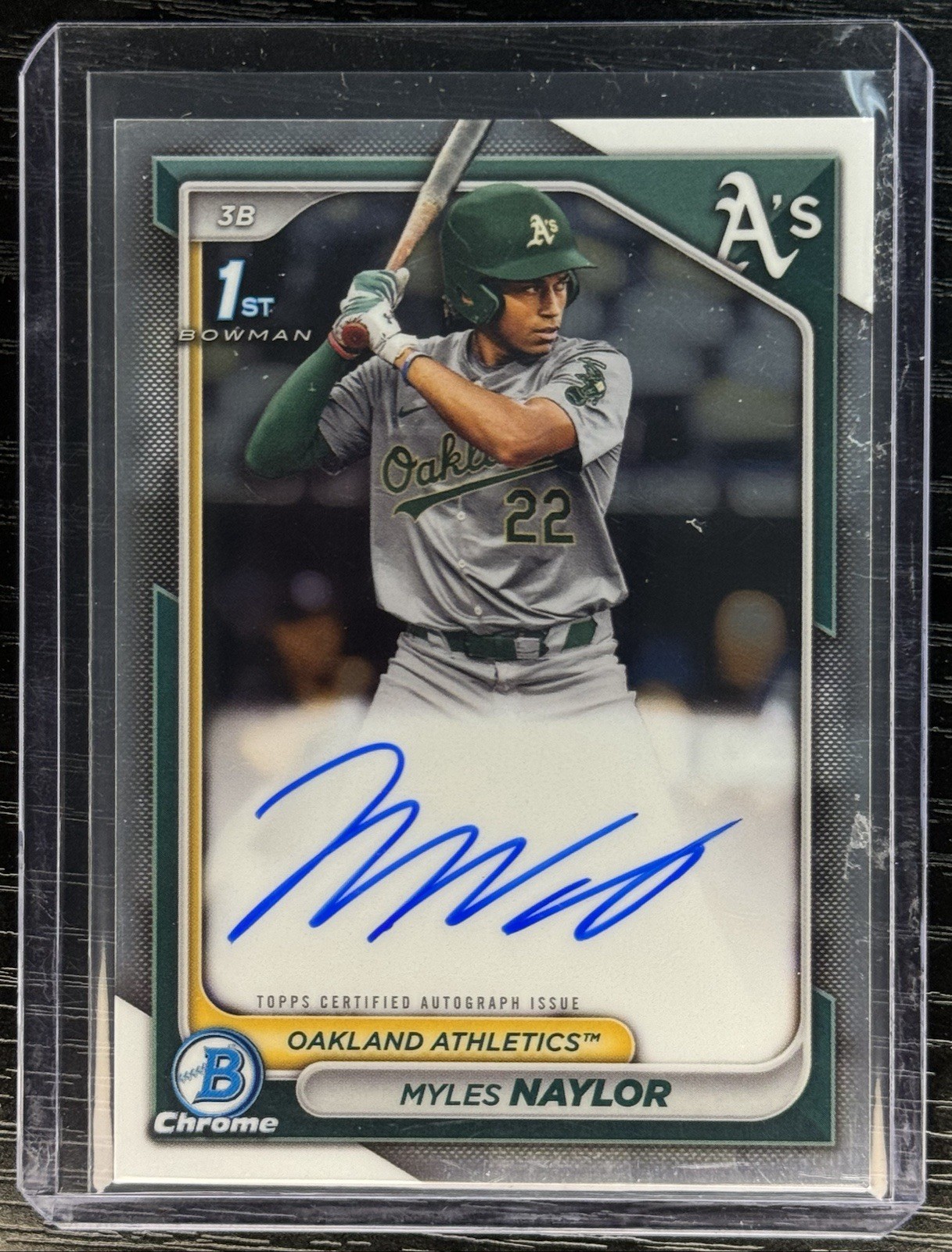 Myles Naylor 2024 1st Bowman Chrome Autograph Oakland Athletics
