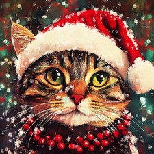 Diamond Art Club Holly Jolly Christmas Cat Diamond Painting