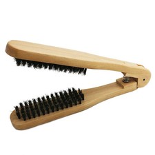 Wood Handle Straight Hair Brush Comb Boar Bristle Hair Brush V-type Styling Comb