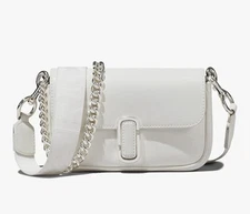 Marc Jacobs J Marc Mini White Shoulder Bag with Logo Buckle in Leather