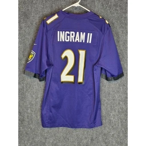 Camiseta Nike Baltimore Ravens Mark Ingram 21 NFL para hombre talla pequeña púrpura en el campo Foto 2 de 4