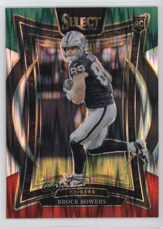 2024 Panini Select Concourse Green & Red Shock Prizm Brock Bowers #31 8d4