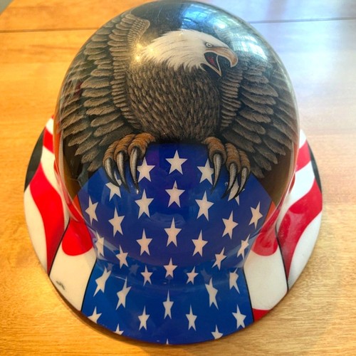 Vintage Hard Hat Fibre Metal American Flag Eagle Type 1 Made USA *READ