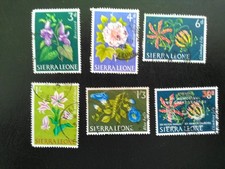 SIERRA LEONE USED STAMPS 1963 FLOWERS 3d - 1/3d SG246-250 + 1965 OVERPRINTSG374