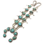 Southwest Sterling Silver Turquoise 32" Feather Squash Blossom Necklace #S5593-2 — photo 1