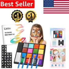 Professional Non-Toxic Face Painting Kit - 18 Colors with Brushes for All Ages