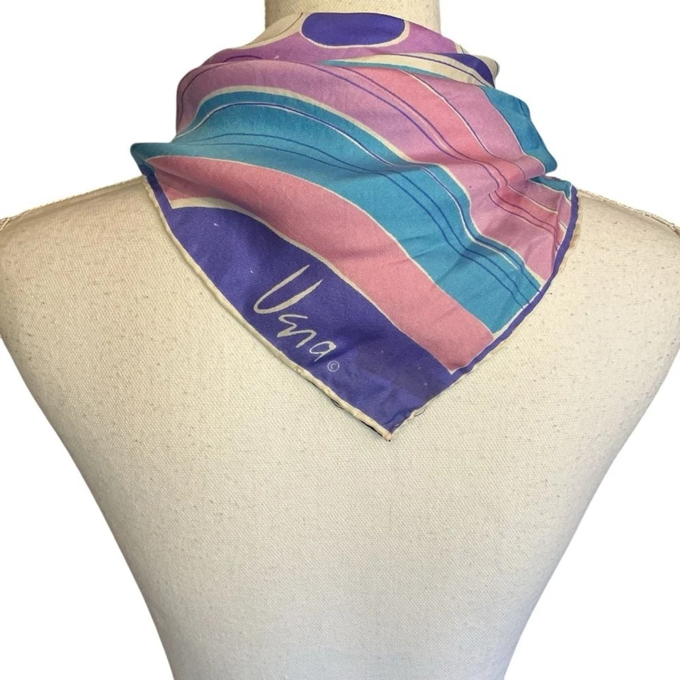 Vera Gold-Piece Collection Polka Dot & Abstract Design Print Silk Scarf - Image 3 of 4