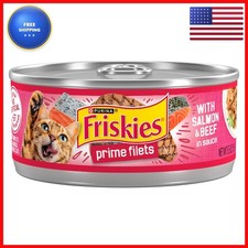 Friskies Prime Filets Salmon Beef Sauce Wet Cat Food 24 Pack 5.5 oz Cans