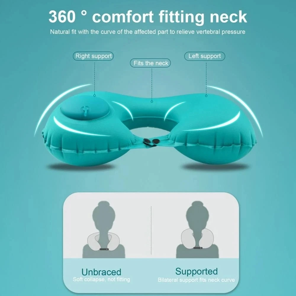 Inflatable U-Shape Travel Neck Pillow Portable Foldable for Outdoor Trips
