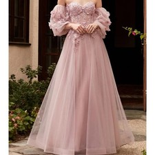 A -Line Off-shoulder Evening Dresses Lace Applique Party Prom Gowns Customized