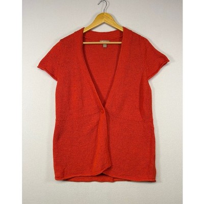 Coastal White Stag Women XXL Coral Sun Short Sleeve Single Button Knit Cardigan