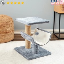 Stylish Cat Tree W/ Elevated Perch Cozy Bed Scratching Posts Toy Easy Assembly
