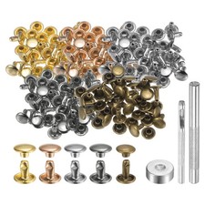 100 Sets Leather Rivets 8mm x 8mm Metal with 3 Setter Tools Multi Colors