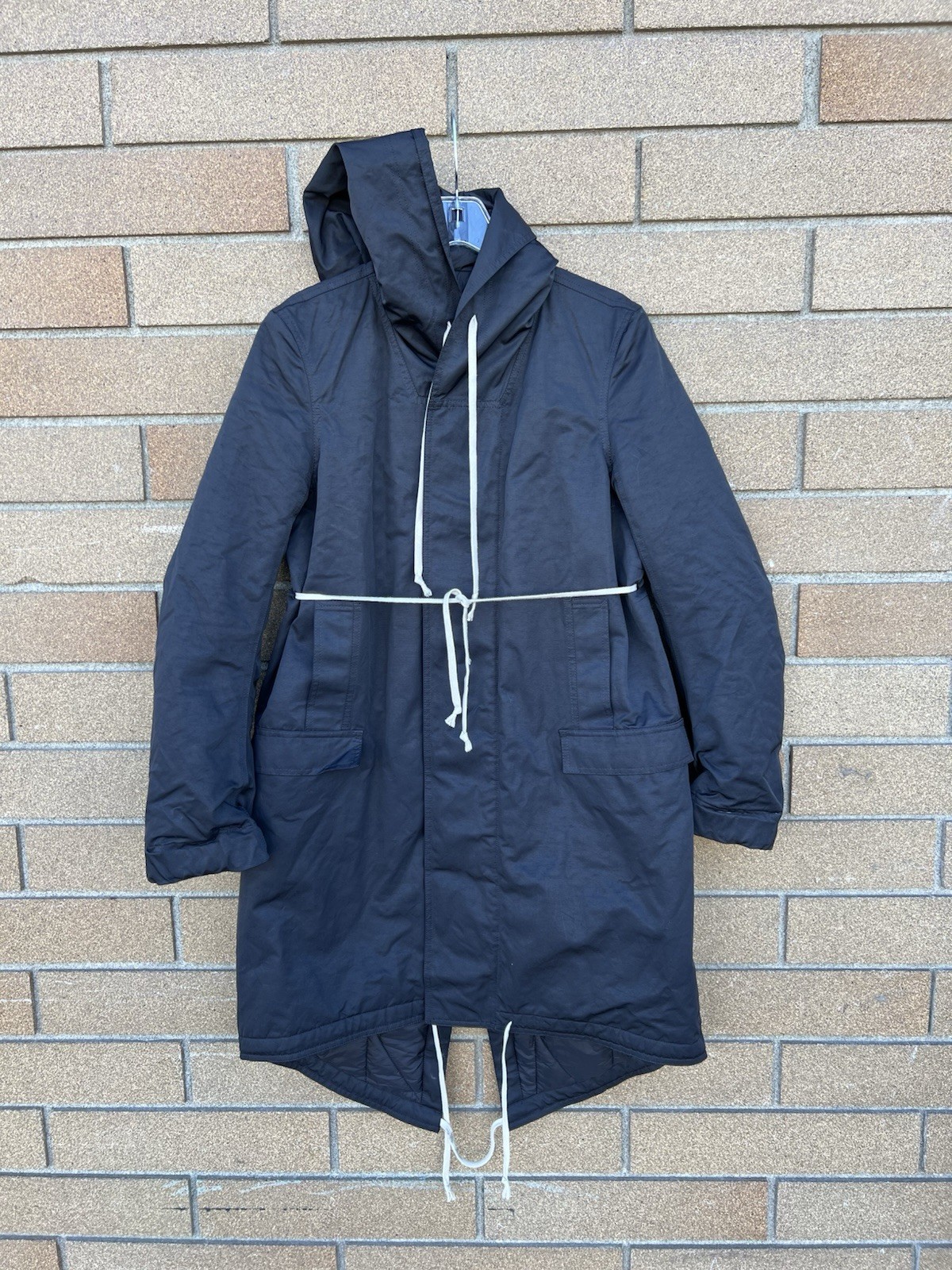 Rick Owens drkshdw Black Cotton Nylon Twill Fishtail Padded Parka Sz M