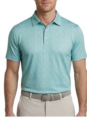 Greg Norman  Golf Shirt Sz Large Men s Green Print  NEW