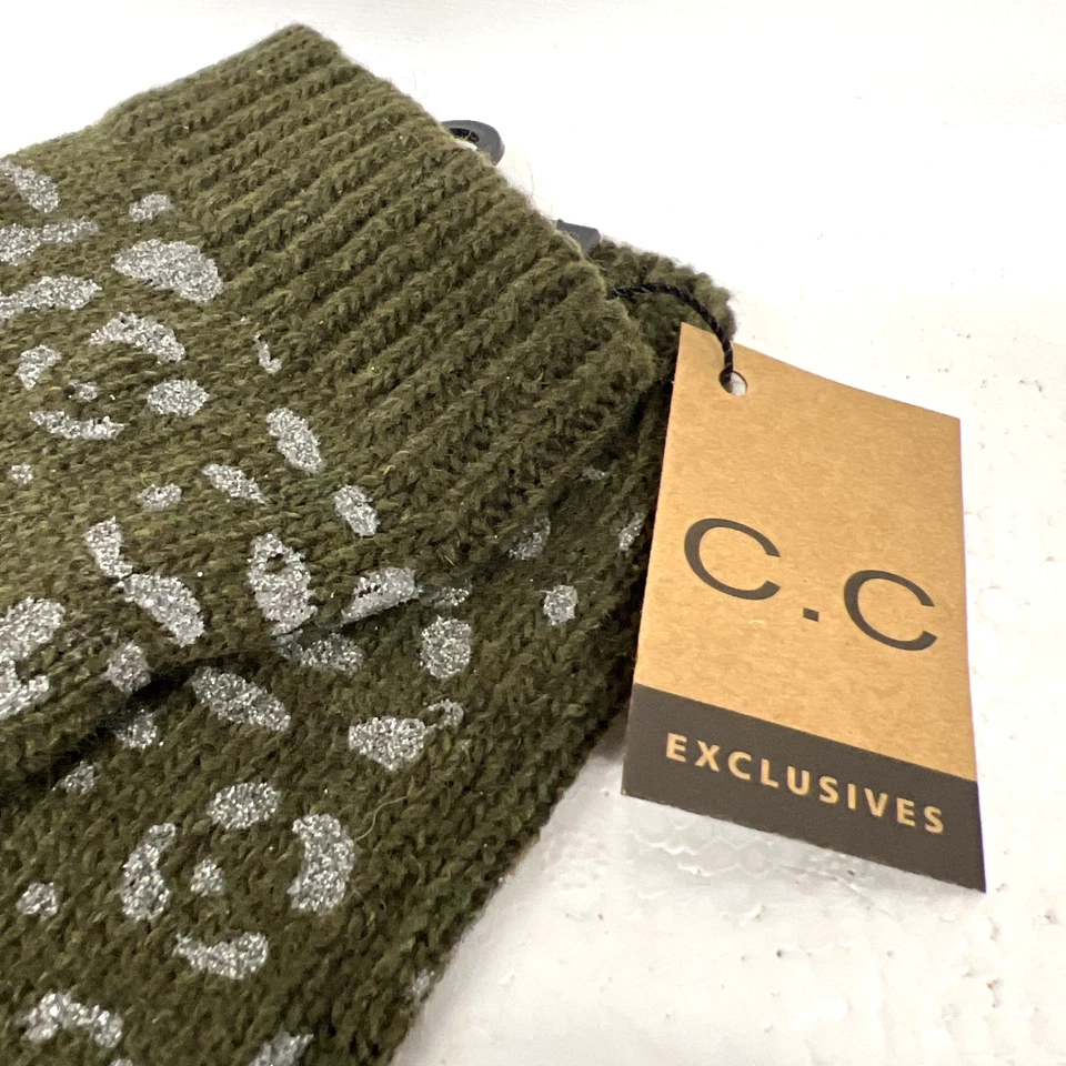 Женские подогреватели для ног с серебряным леопардовым принтом дизайн оливковый от CC эксклюзивные новые с ценниками - Изображение 4 из 4