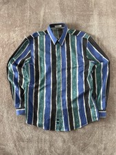 Versace Collezione Trend Camicia Manica Lunga Motivo Geometrico Blu Verde Nero