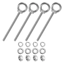 4-Sets Stainless Eyebolt M6x100mm Shoulder Lifting Eye Bolt with Nuts Washers