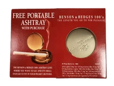 Vintage Benson & Hedges 100s Brass Pocket Ashtray Gold Tone 1994 Promo RARE EDC