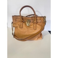 Michael Kors Hamilton Tan Leather Satchel Tot...