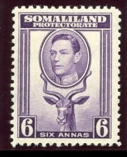 SOMALILAND PROTECTORATE 1938 KGVI SG98 6a. VIOLET  -  MNH