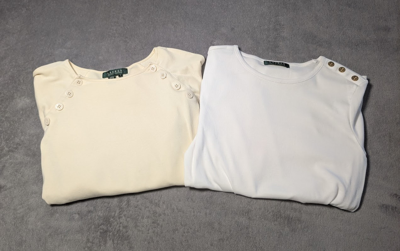 LOT OF 2 Lauren By Ralph Lauren Long Sleeve Womens Tops Size Large - GOOD