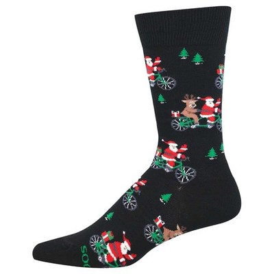 Socksmith Men's Crew Socks Novelty Footwear - Christmas Theme - Cycling Santa