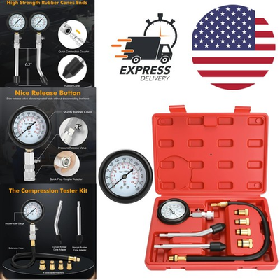 #ad Compression Tester Kit with Dual Scale Gauge for Petrol Engine Pressure Checks $43.99