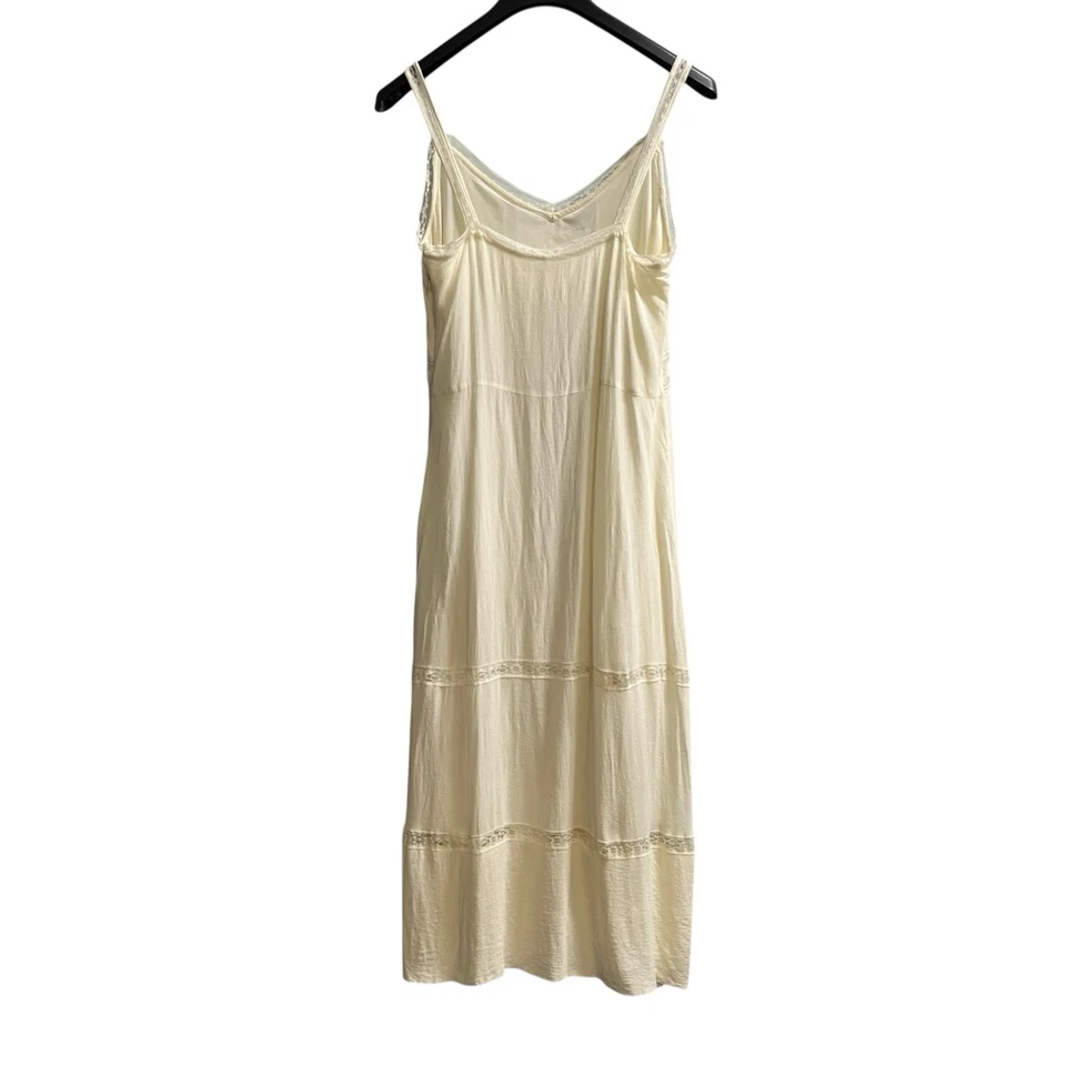 Платье Nanette Lepore S цвета слоновой кости многоярусное макси прозрачное кружевное с цветочной вышивкой богемное - Изображение 3 из 4