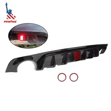 Car Rear Bumper Diffuser Lip W/ Brake LED For Infiniti Q50 2018-2023 Glossy BLK
