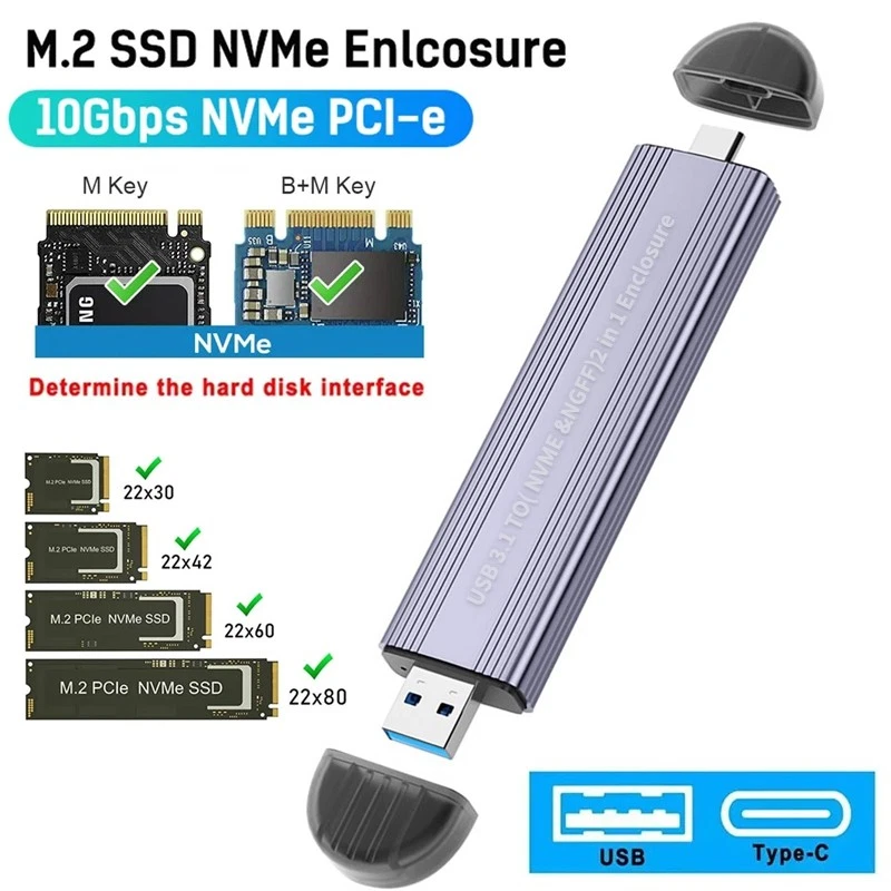 ORICO M.2 NVME SATA USB-C 3.2 adattatore chassis SSD esterno per chiave