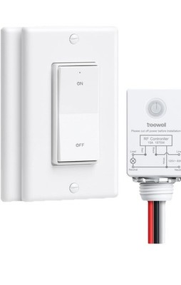 TREEWELL 3 Way Wireless Light Switch and Receiver Kit, Decorator Rocker Wall Swi